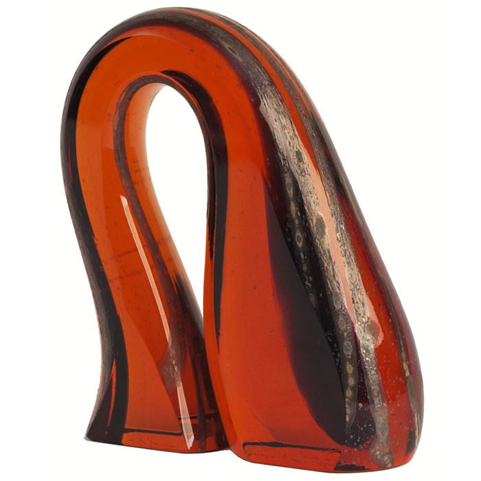 Appraisal: Harvey Littleton glass sculpture c small bent form of amber