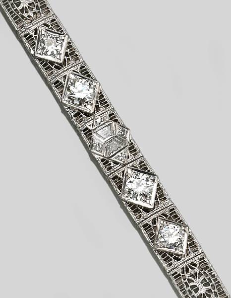 Appraisal: A diamond and k white gold bracelet estimated total diamond