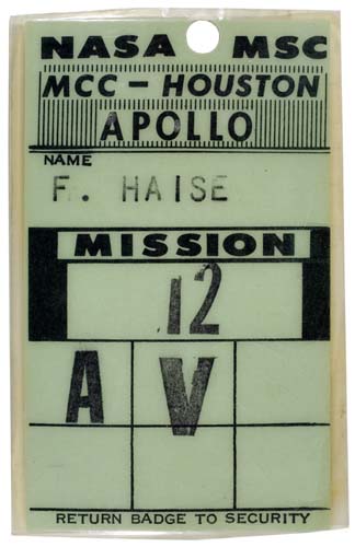 Appraisal: Apollo Badge A x inch laminated badge issued to Fred