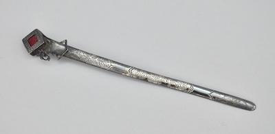 Appraisal: A Japanese Silver Ornament or Bookmark Rectangular terminal inset with