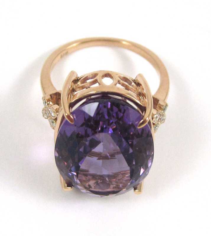 Appraisal: AMETHYST DIAMOND AND ROSE GOLD RING The k rose gold