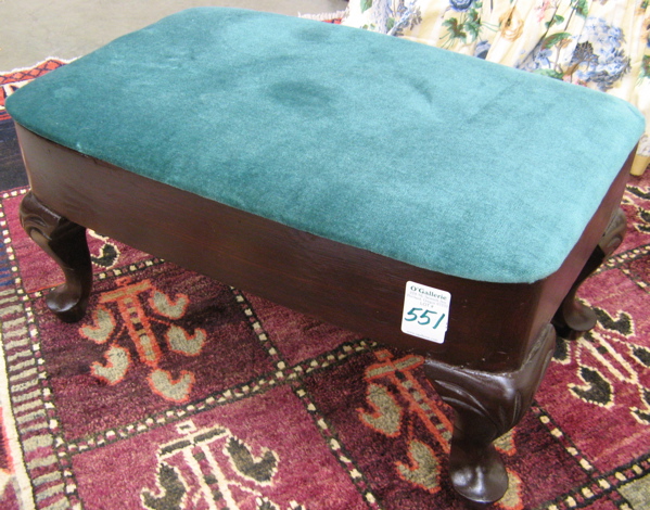 Appraisal: QUEEN ANNE STYLE MAHOGANY FOOTSTOOL American c 's with rectangular