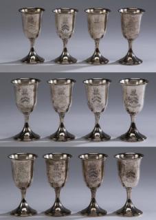 Appraisal: S Kirk Son sterling wine goblets h S Kirk Son