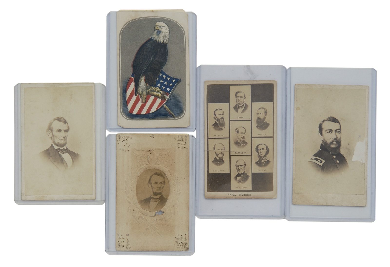 Appraisal: FIVE UNFRAMED CIVIL WAR ERA CARTES DE VISITE ABRAHAM LINCOLN