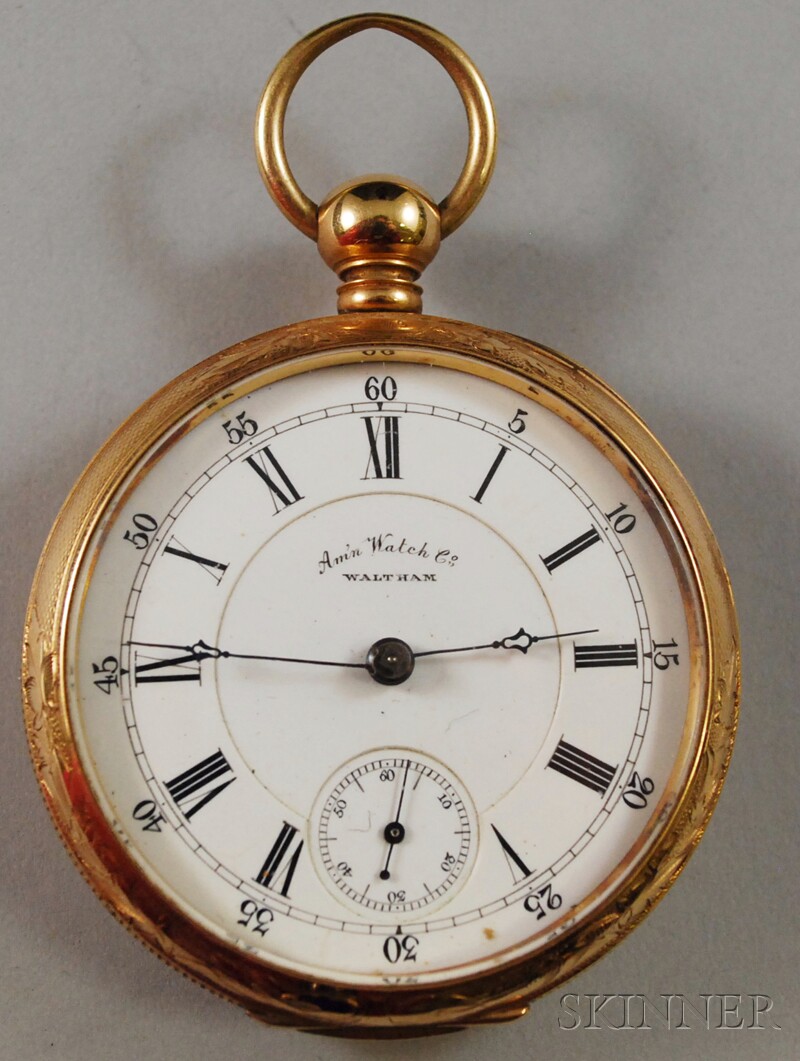 Appraisal: Gold-filled Open Face Pocket Watch Waltham the white dial with