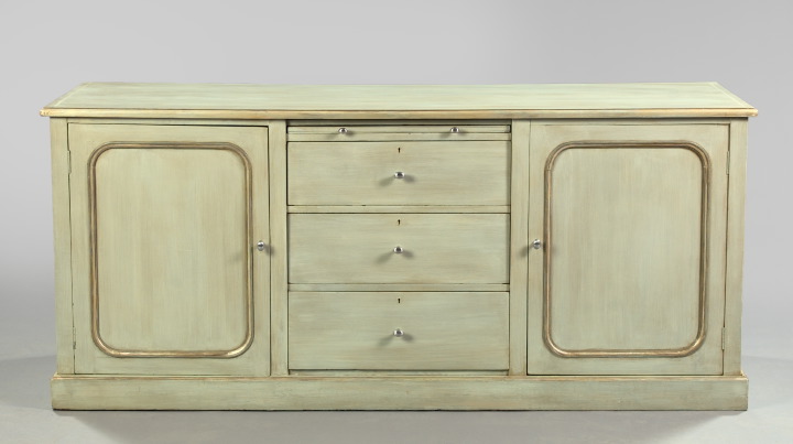 Appraisal: Continental Cream-Painted Wooden Cabinet the rectangular top above a conforming