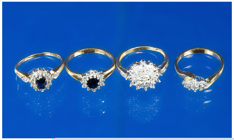 Appraisal: Collection Of Four ct Gold Diamond Dress Rings Two Set