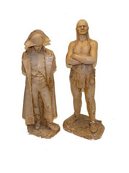 Appraisal: Pr Plaster Statues Napoleon and Indian Pr Plaster Statues Napoleon