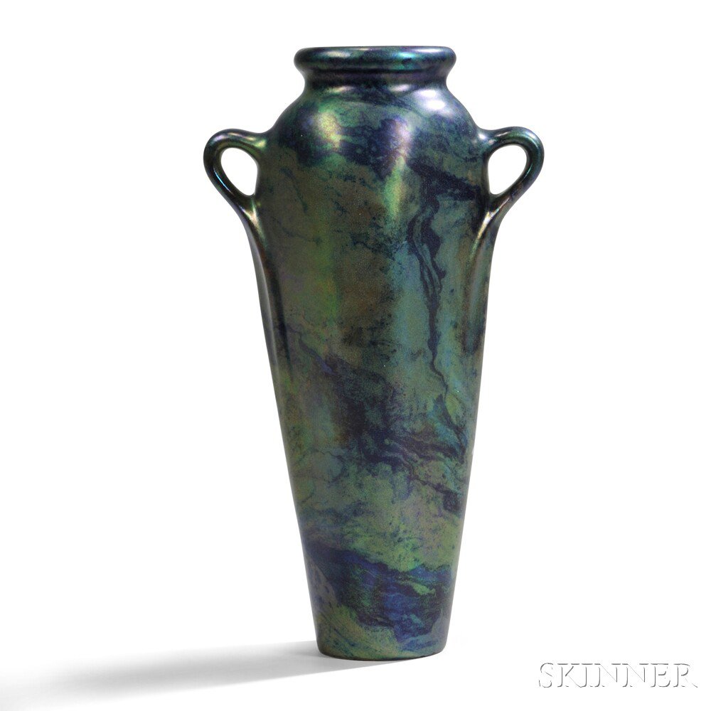 Appraisal: Zsolnay Vase Glazed ceramic Hungary late th century Amphora-form vase