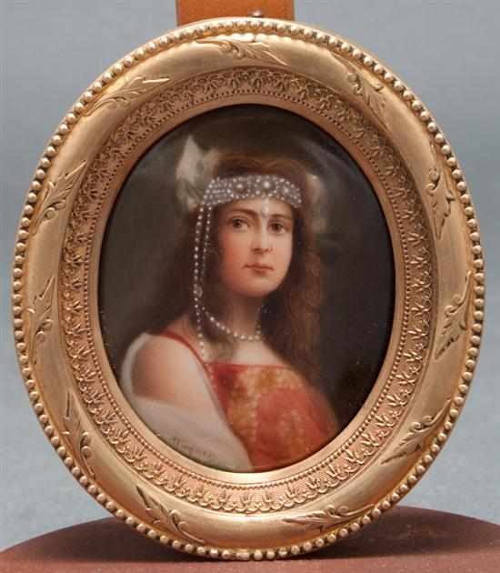 Appraisal: German or Austrian Royal Vienna type painted porcelain oval portrait