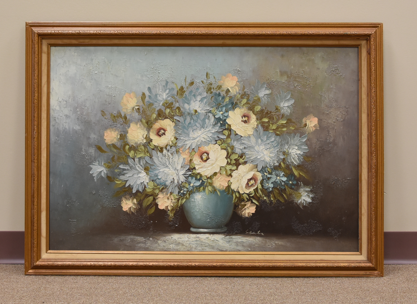 Appraisal: OIL PAINTING ON CANVAS OF FLOWER BY S BARTON oil