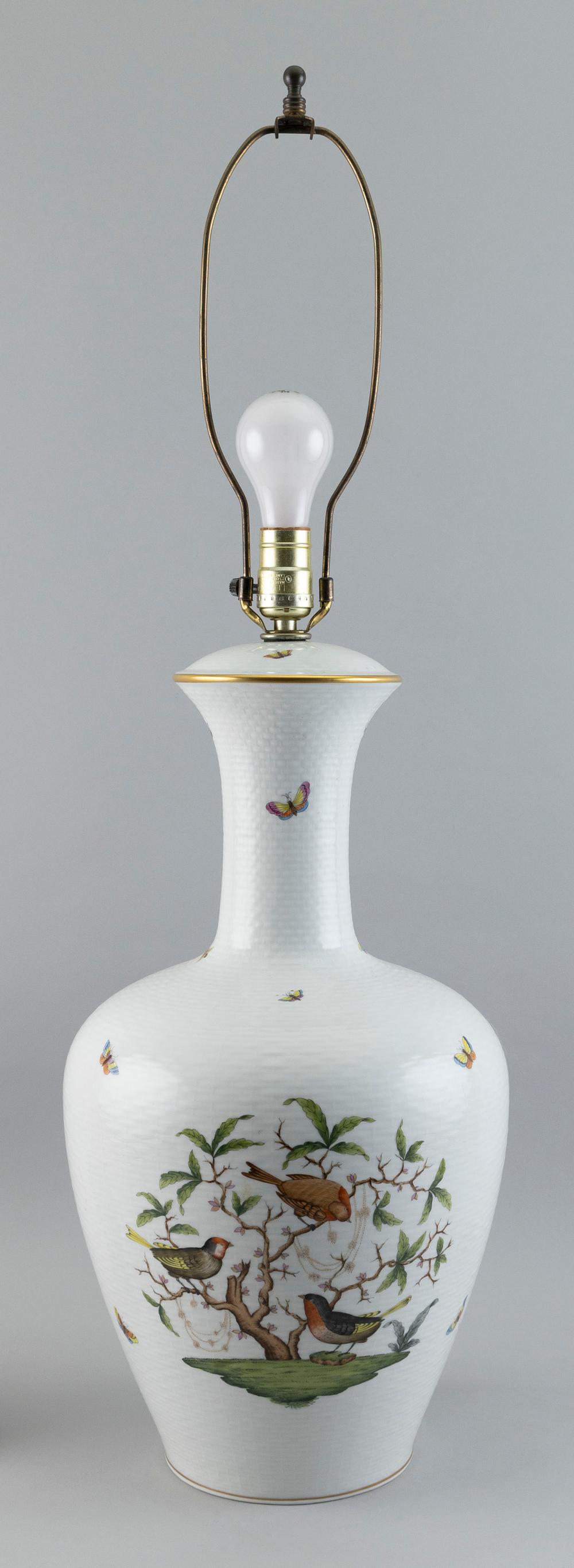 Appraisal: HEREND ROTHSCHILD BIRD PORCELAIN VASE MOUNTED AS A TABLE LAMP