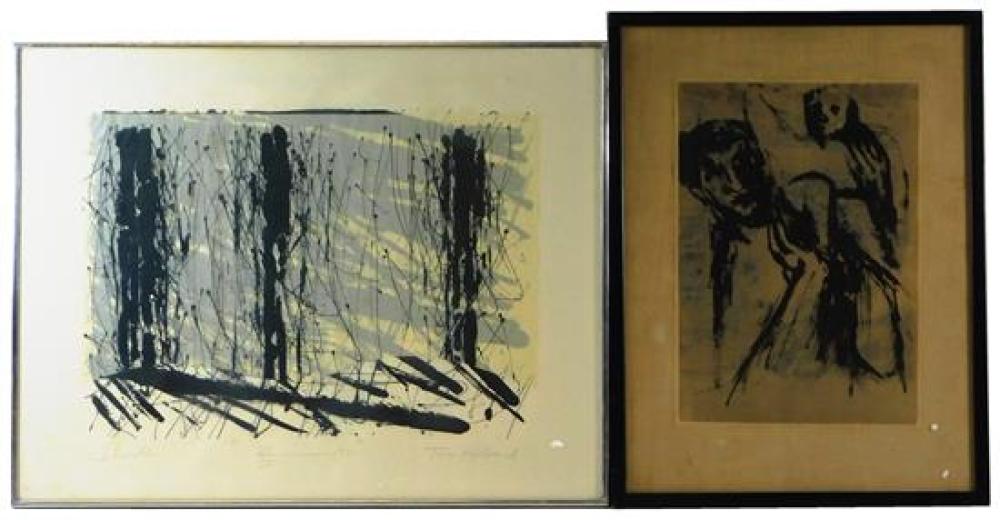 Appraisal: Two framed lithographs including lithograph depicts black and white man