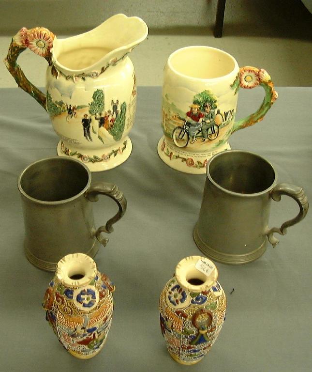 Appraisal: Two Fieldings Crown Devon musical jugs moulded in relief with