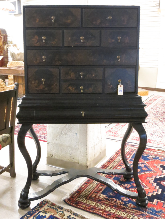 Appraisal: GEORGE I STYLE BLACK JAPANNED CHEST-ON-CHEST English late th early