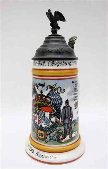 Appraisal: GERMAN LUFTWAFFE REGIMENTAL PORCELAIN STEIN L with lithopane bottom figural