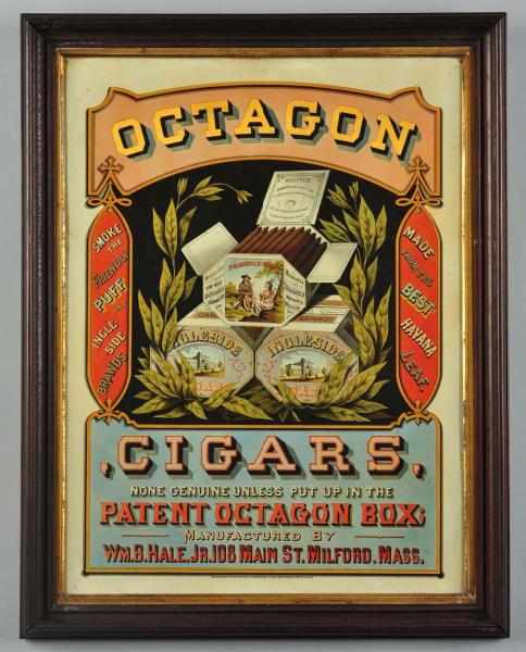 Appraisal: Tin Octagon Cigars Sign Description Manufactured by Wells Hope Company