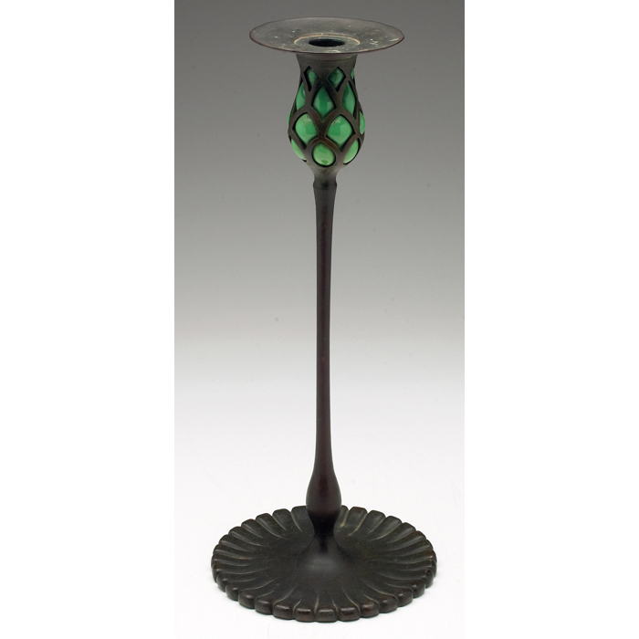 Appraisal: Good Tiffany Studios candlestick bronze with an original patina original