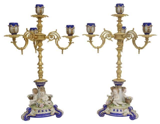 Appraisal: pair German Rococo style porcelain candelabra Richard Klemm Dresden th