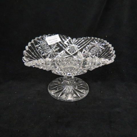 Appraisal: Cut Glass Compote triangular style with low pedestal fancy cutwork