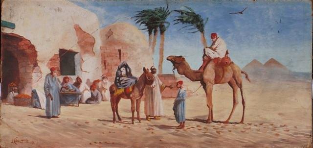 Appraisal: JOHN COULSON th th Century Arab figures in a courtyard