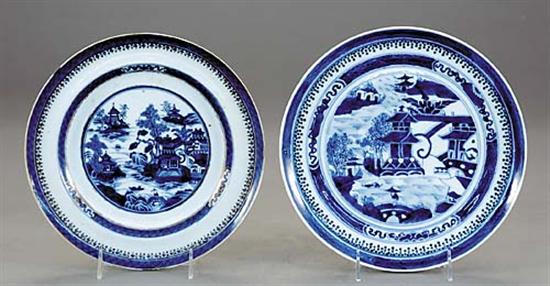 Appraisal: Ten Chinese Export Canton porcelain dinner plates th centurypainted in