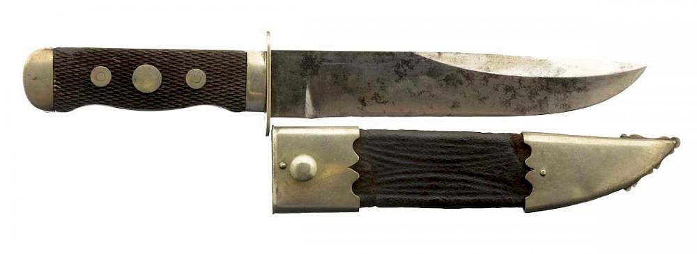 Appraisal: Schively Style American Silver-Mounted Bowie Knife Circa Unmarked however the