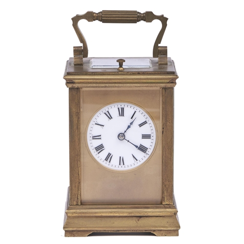 Appraisal: A French brass carriage clock c the movement with silvered