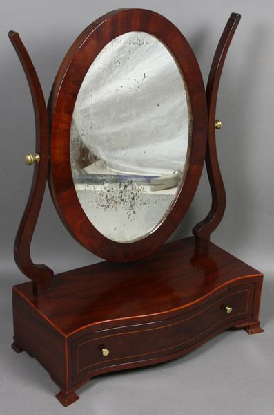 Appraisal: Early th Century Hepplewhite mahogany shaving mirror x x EST