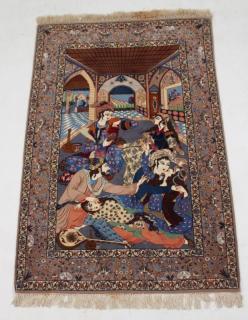 Appraisal: FINELY WOVEN PERSIAN PICTURE RUG ' X ' FINELY WOVEN