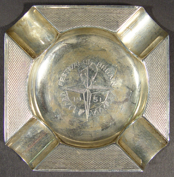 Appraisal: Silver Festival Of Britain ashtray by Mappin and Webb with