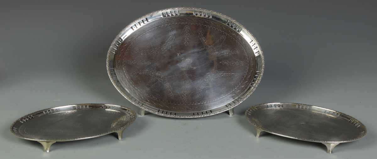 Appraisal: Hester Bateman Sterling Oval Footed Trays Hester Bateman Sterling Oval