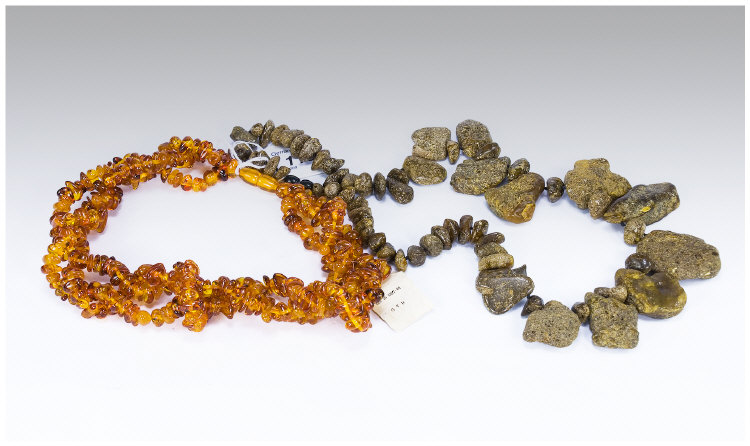 Appraisal: Amber Russian Necklace Together With A Natural Amber Necklace