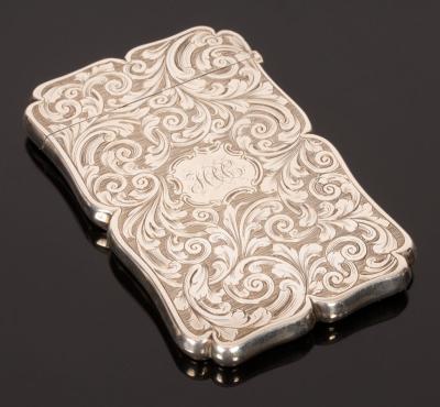 Appraisal: An engraved silver visiting card case Edward Smith Birmingham cm