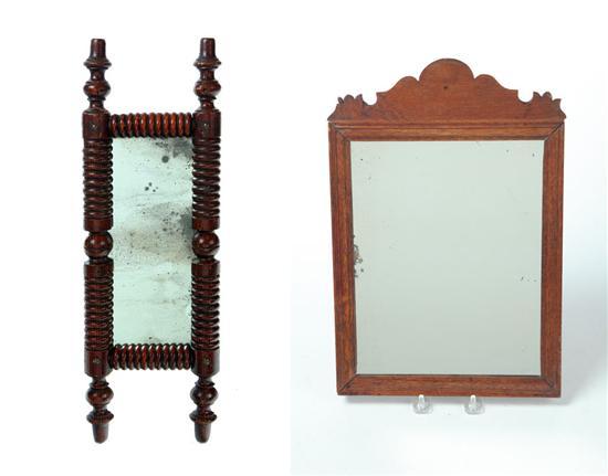 Appraisal: TWO MIRRORS Probably English Early th century mahogany crested mirror