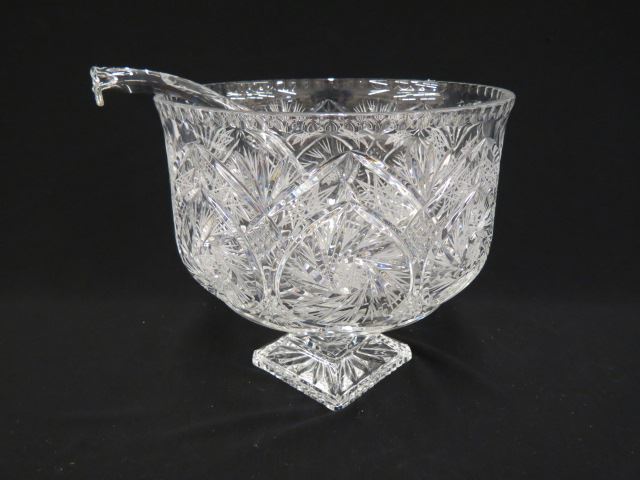 Appraisal: Cut Crystal Punchbowl pedestal base pinwheels diamond and fan diameter