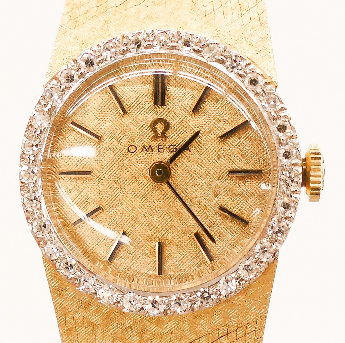 Appraisal: Lady's Omega k Diamond Bezel Wristwatch mm A solid marked