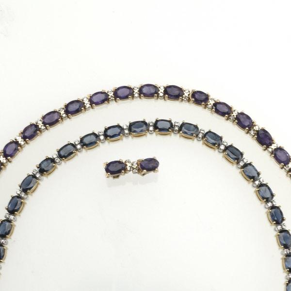 Appraisal: DIAMOND AND GEMSTONE LINE JEWELRY k yg bracelet with oval