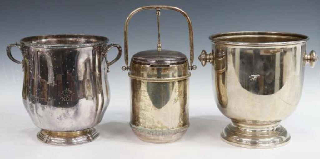 Appraisal: lot of Silverplate barware th c including champagne bottle cooler