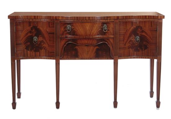 Appraisal: George III style inlaid mahogany sideboard serpentine crossbanded top drawer