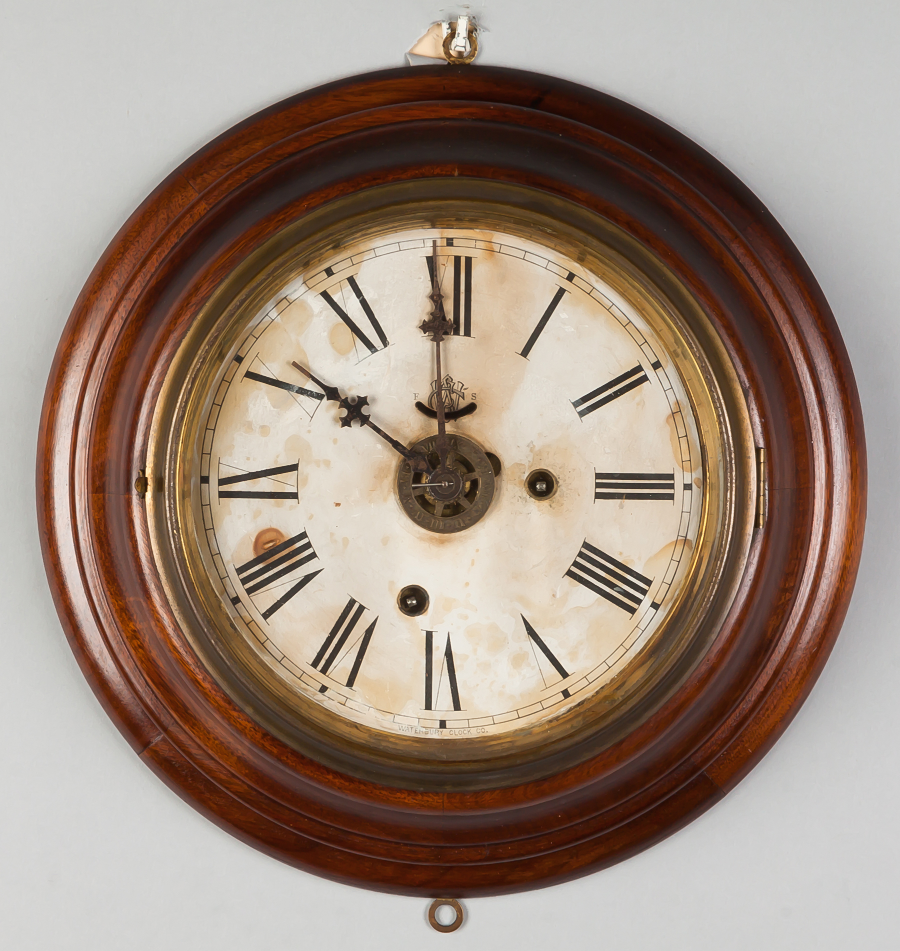 Appraisal: Waterbury Clock Co Inch Round Lever with Alarm Mahogany case