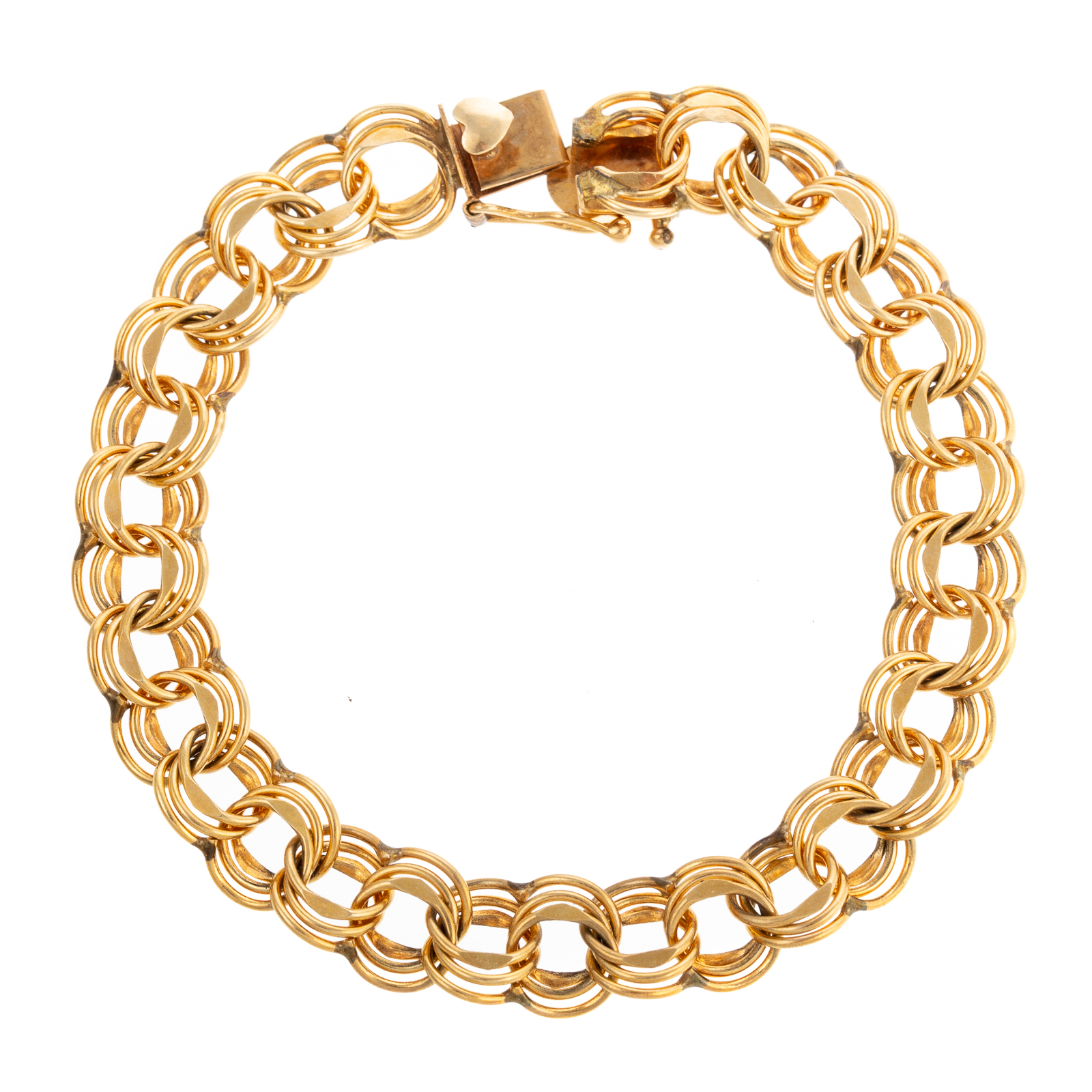 Appraisal: A VINTAGE K TRIPLE CIRCLE LINK BRACELET K yellow gold