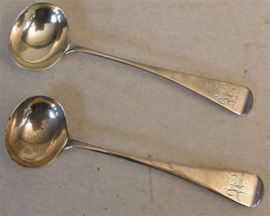 Appraisal: Pair of George III old English pattern silver salt spoons