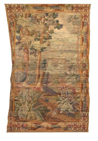 Appraisal: Large Franco-Belgian Tapestry Panel ca featuring a rural riverside village