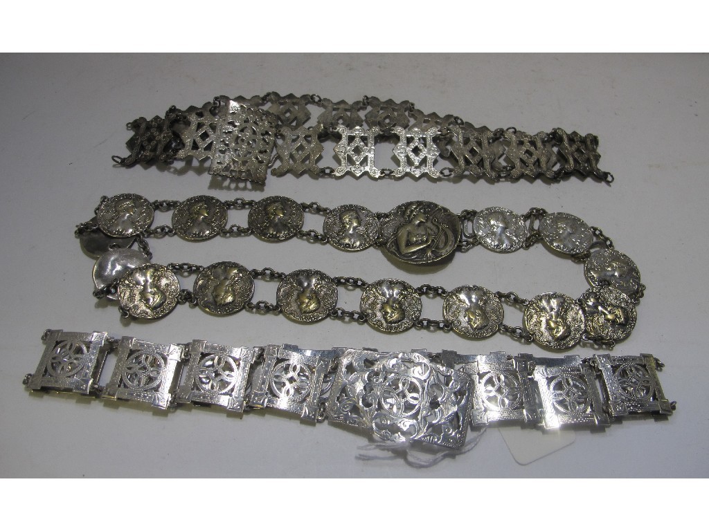 Appraisal: A lot comprising a silver belt Birmingham an Art Nouveau