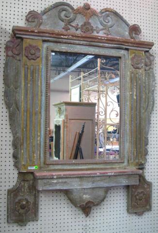 Appraisal: Wall mirror with faux-distressed finish Country French style small shelf