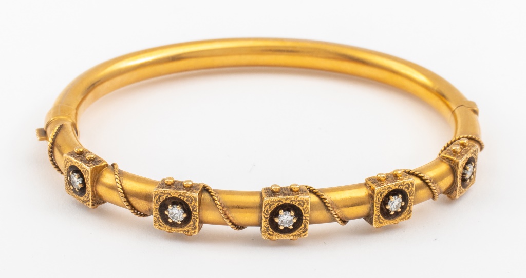 Appraisal: ANTIQUE K GOLD DIAMOND VICTORIAN BRACELET Antique K gold Victorian