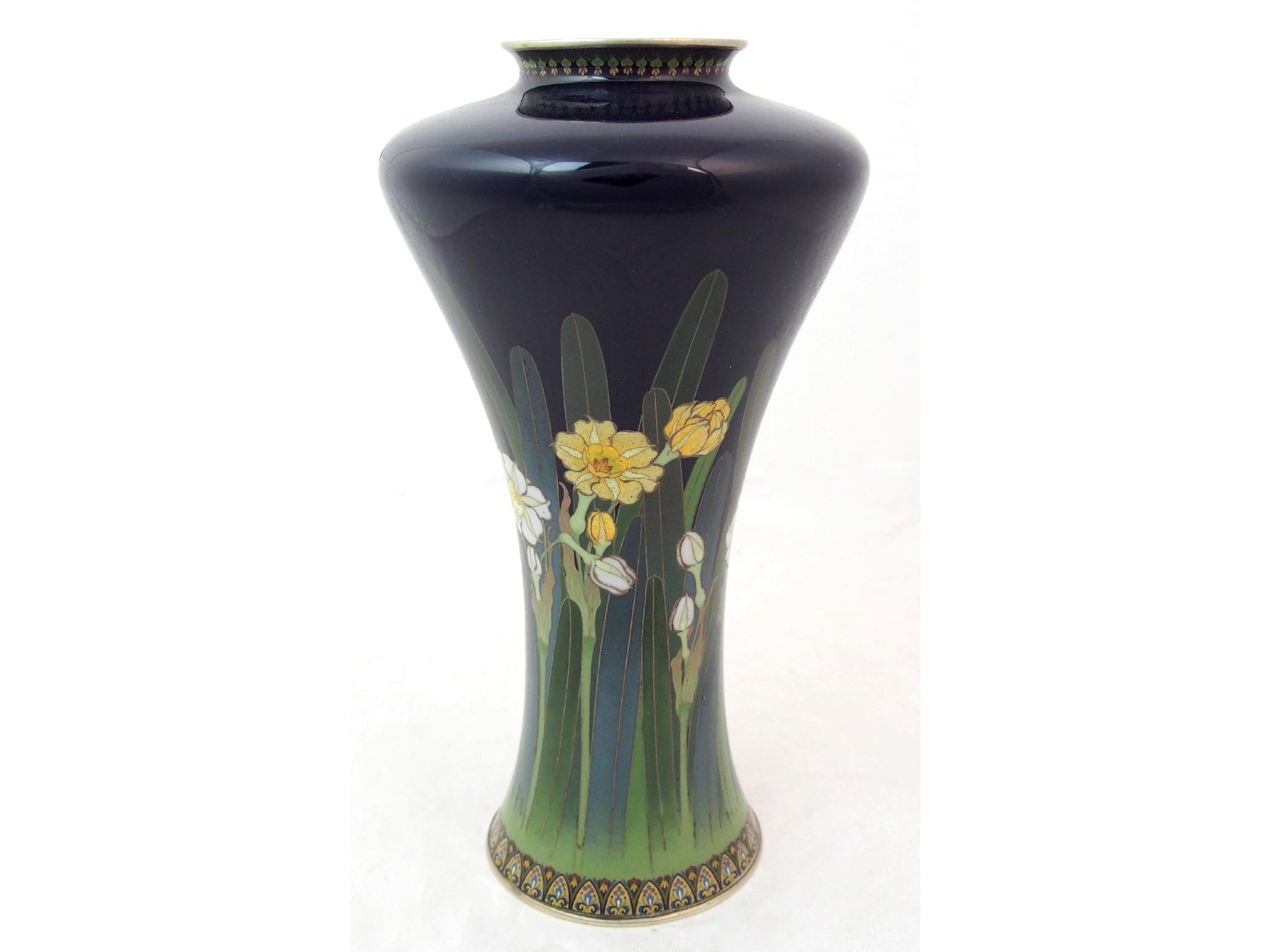 Appraisal: A Japanese cloisonne baluster vasedecorated with flowers and stiff leaves