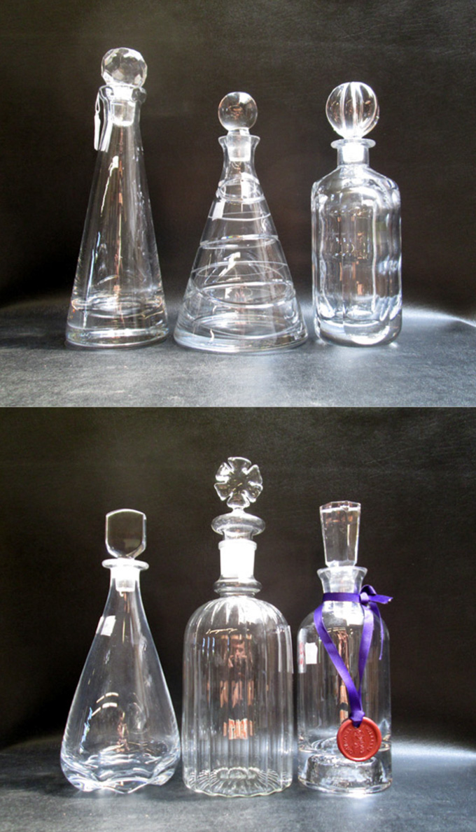 Appraisal: SIX COLLECTIBLE LIQUOR DECANTERS with stoppers some heavy hand cut