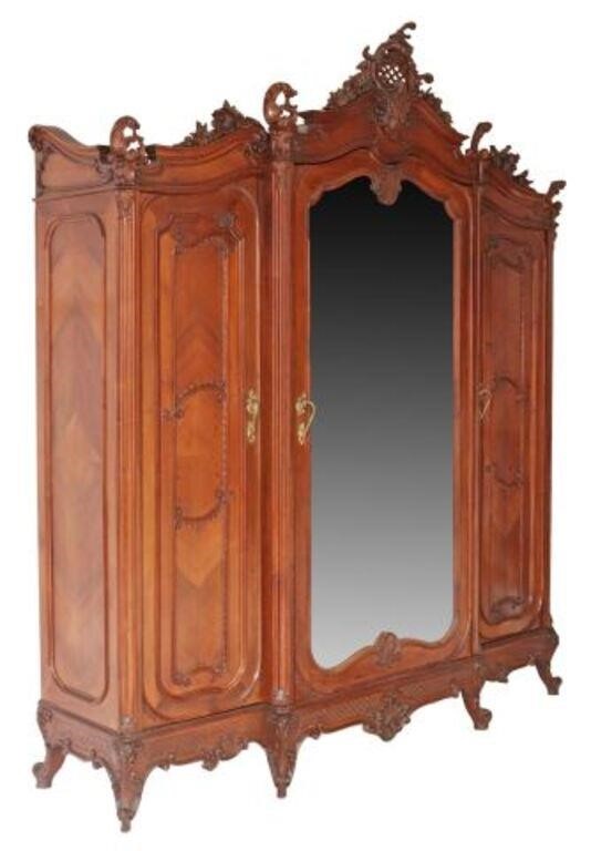 Appraisal: Louis XV style carved walnut armoire late th c having